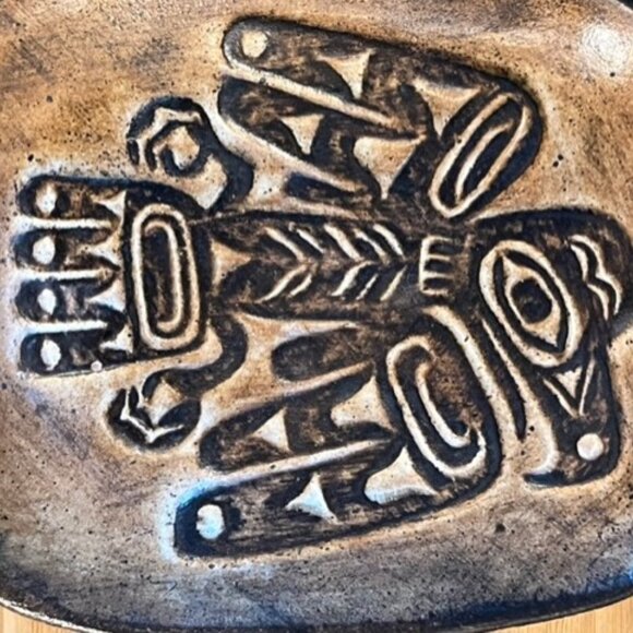 Vtg Haida Hand made clay plate Eagle thunderbird artist Ruth Meecham. *READ* - Picture 2 of 7